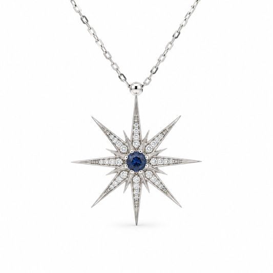 Sapphire Starburst Diamond Necklace