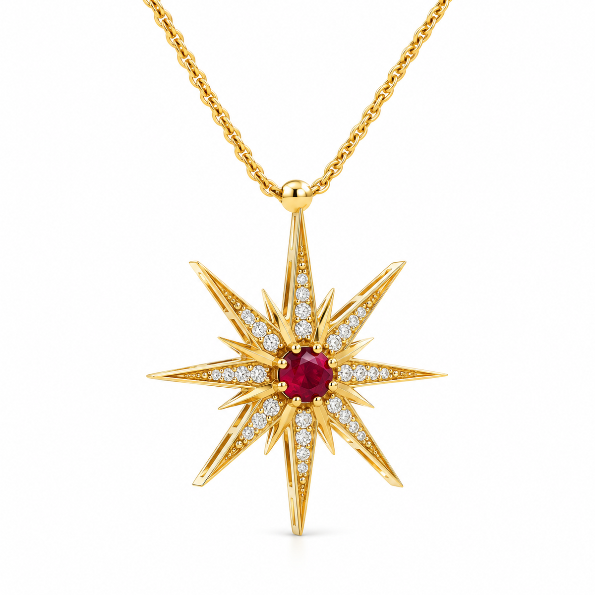 Ruby Starburst Diamond Necklace