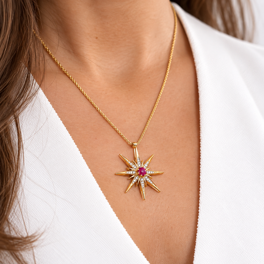 Ruby Starburst Diamond Necklace