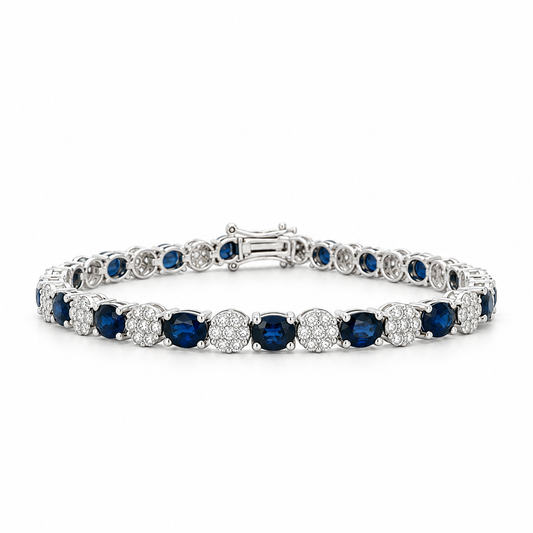 Blue Sapphire and Diamond Tennis Bracelet