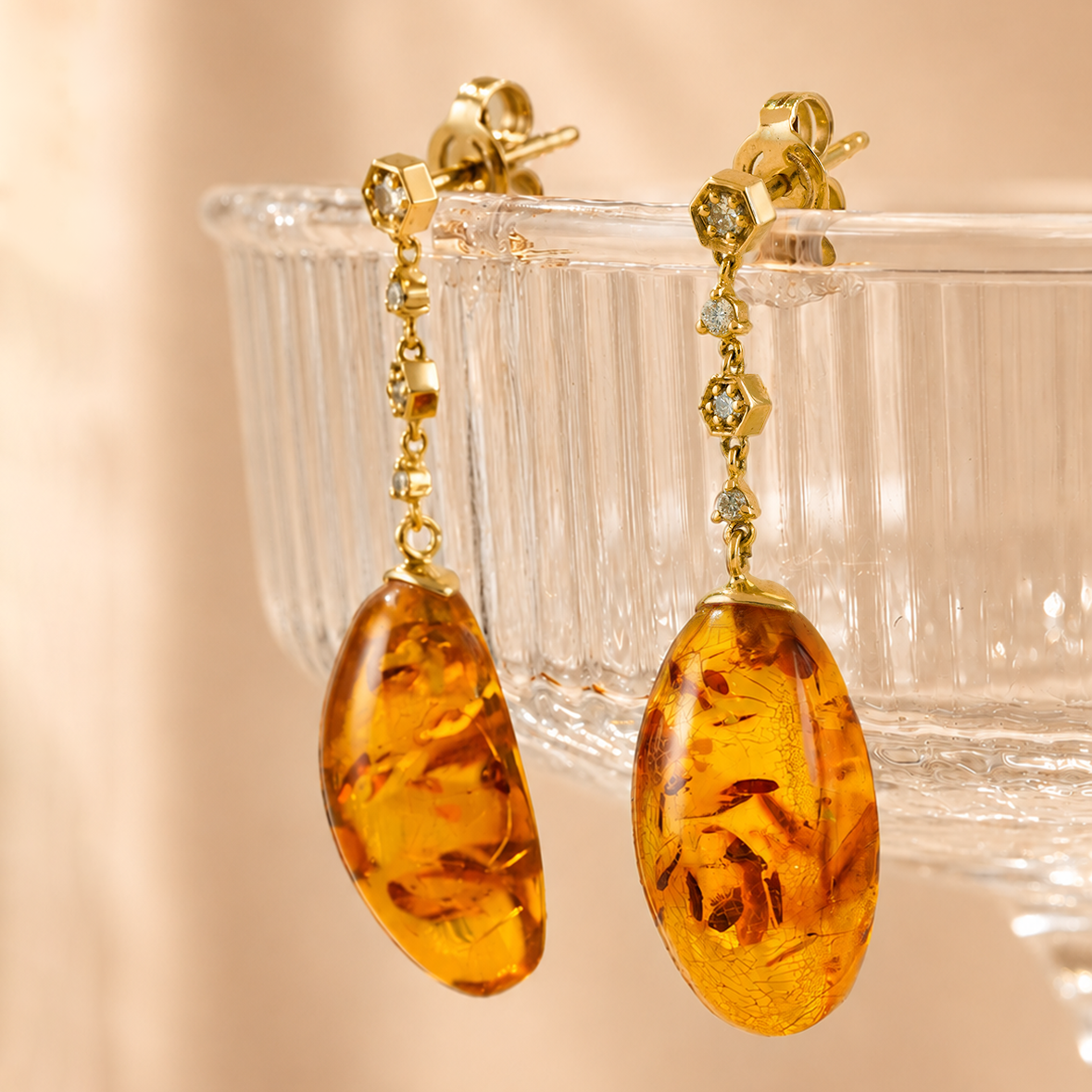 Amber Drop Diamond Earrings