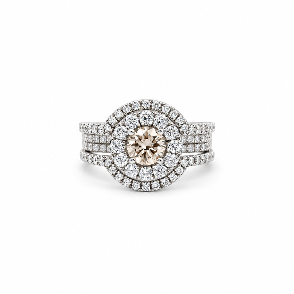 Champagne Diamond Double-Halo Ring