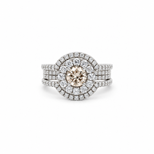 Champagne Diamond Double-Halo Ring