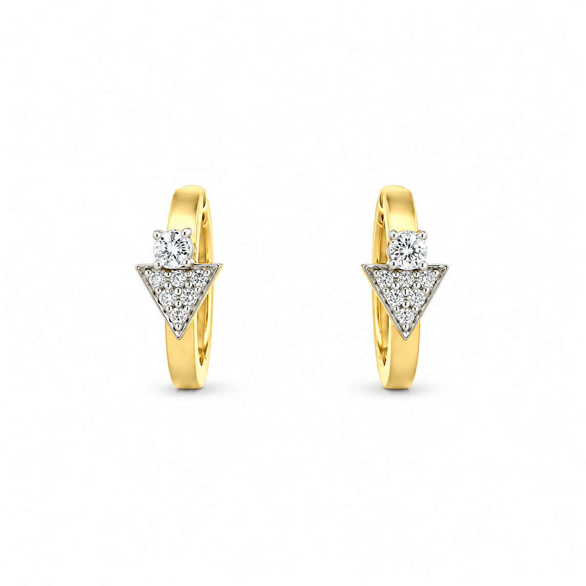 Symmetrical Triangle Diamond Hoop Earrings