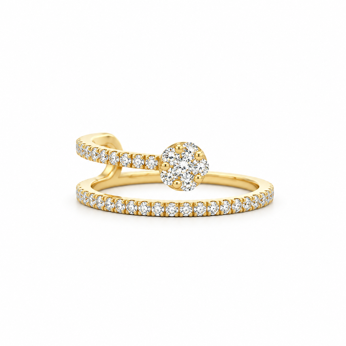 Diamond Cluster Open Ring
