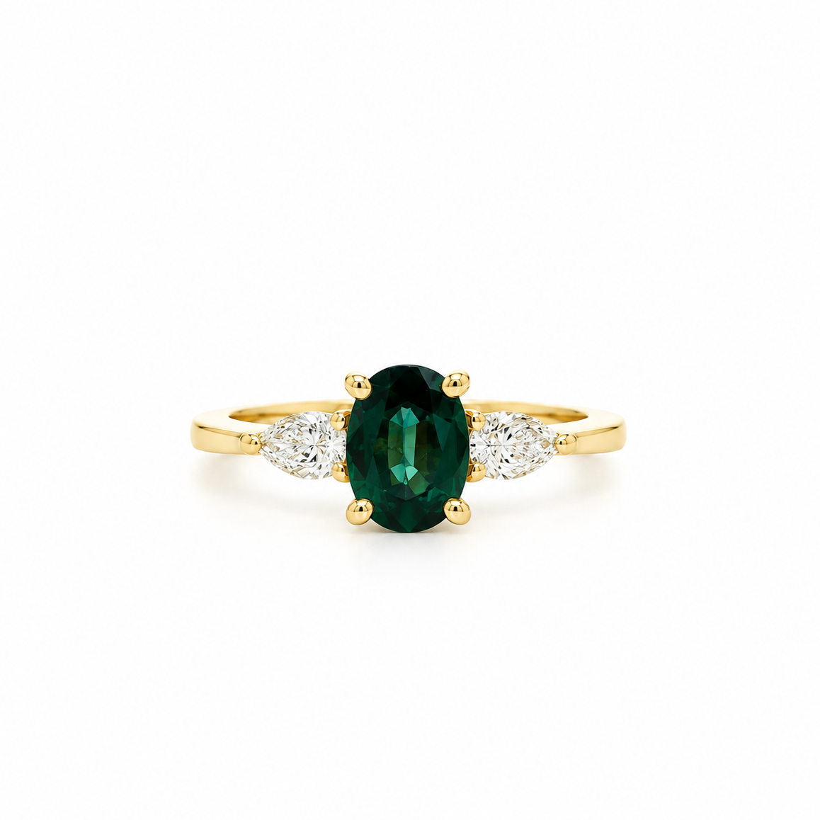 Deep Green Sapphire Diamond Rings