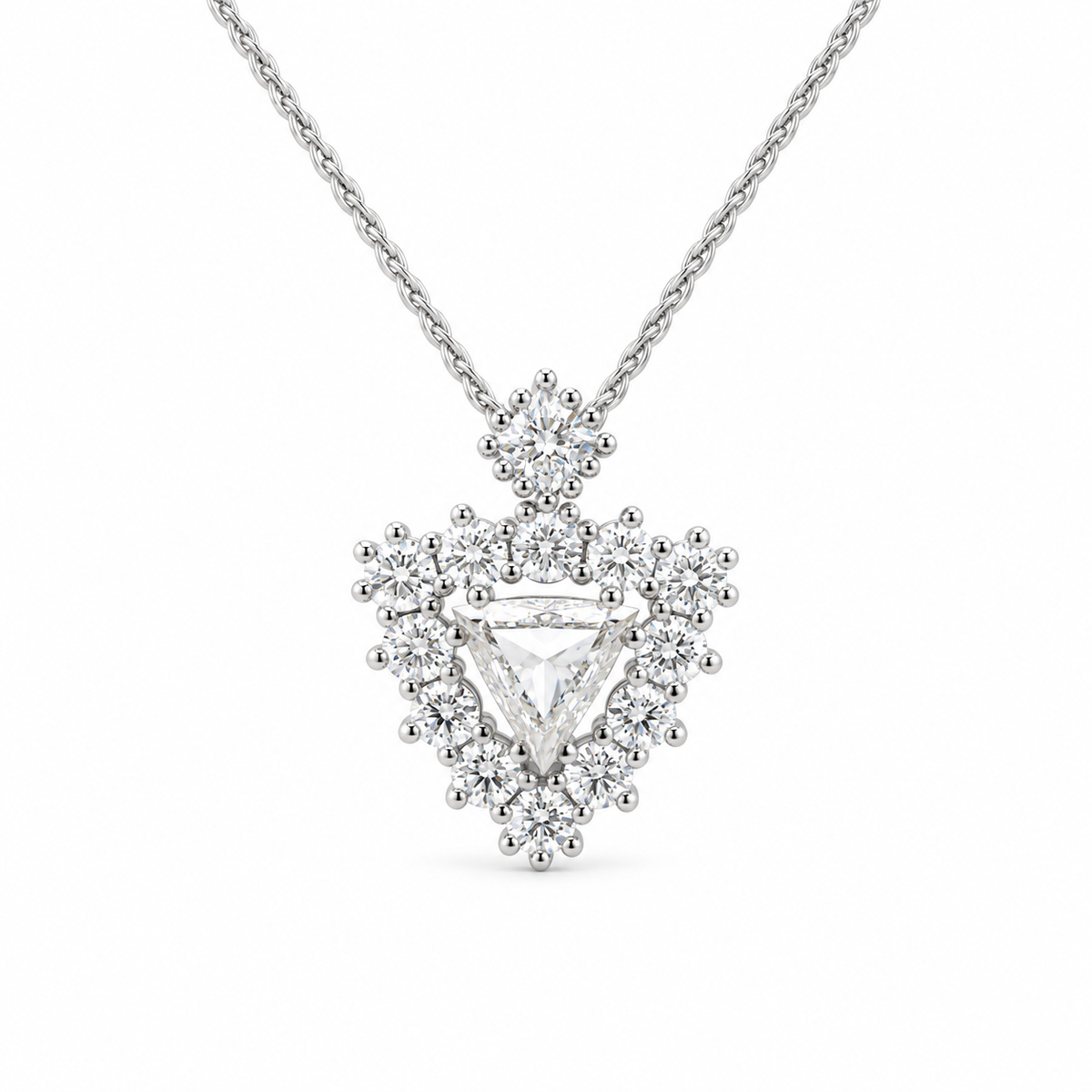 Trilliant Halo Diamond Necklace