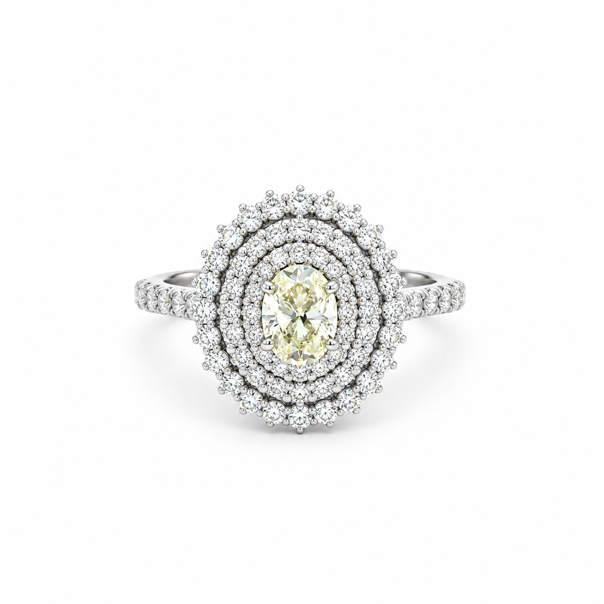 Oval Diamond Triple Halo Ring