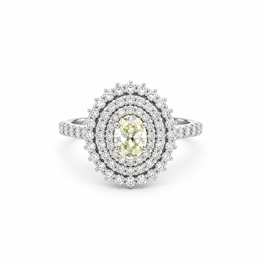 Oval Diamond Triple Halo Ring