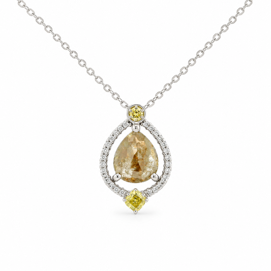 Teardrop Rose Cut Halo Diamond Necklace