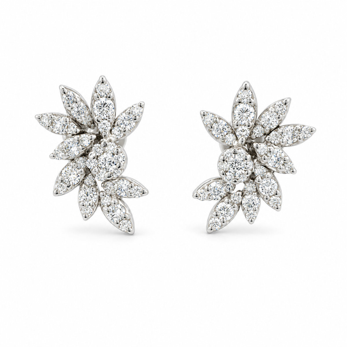 Marquise Diamond Floral Stud Earrings
