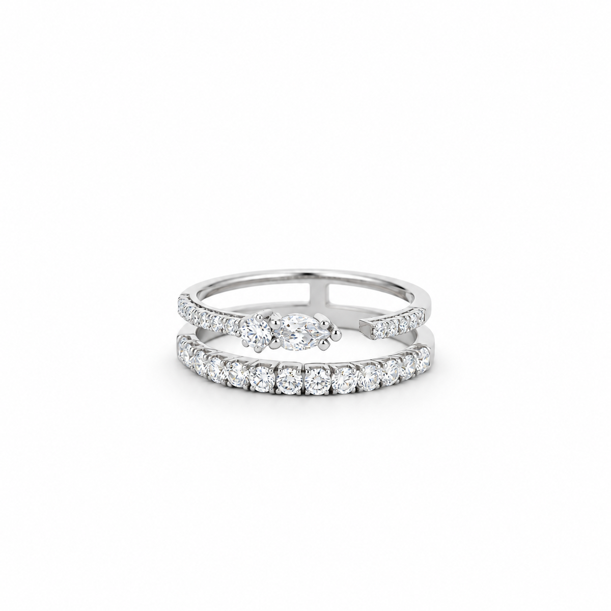 Tiered Diamond Open Band Ring