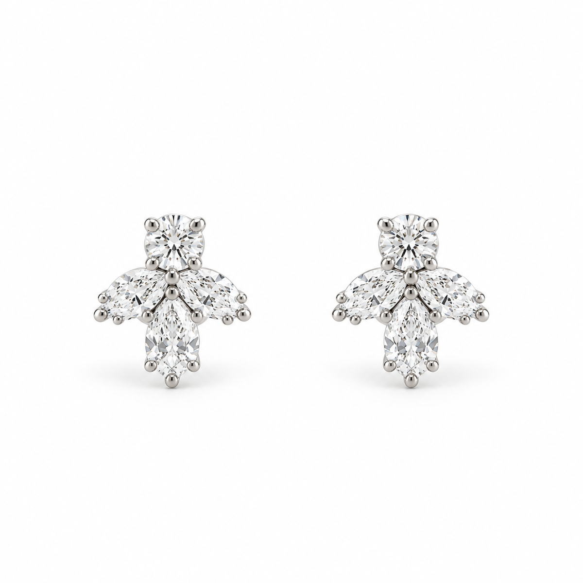 Diamond Trefoil Stud Earrings