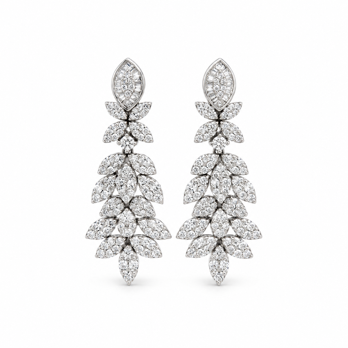 Diamond Leaf Chandelier Earrings