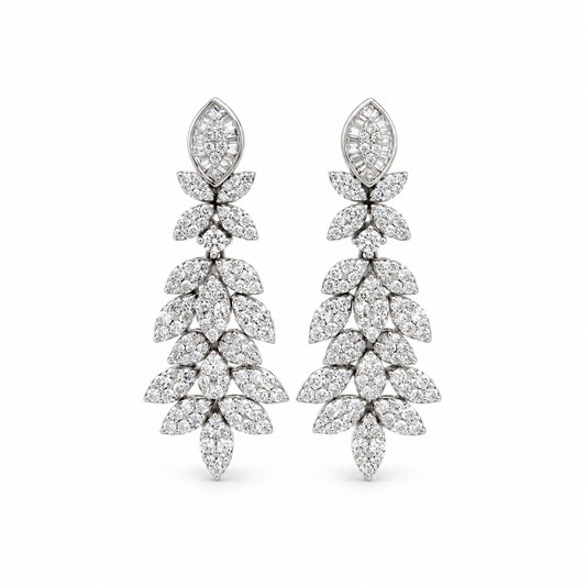Diamond Leaf Chandelier Earrings