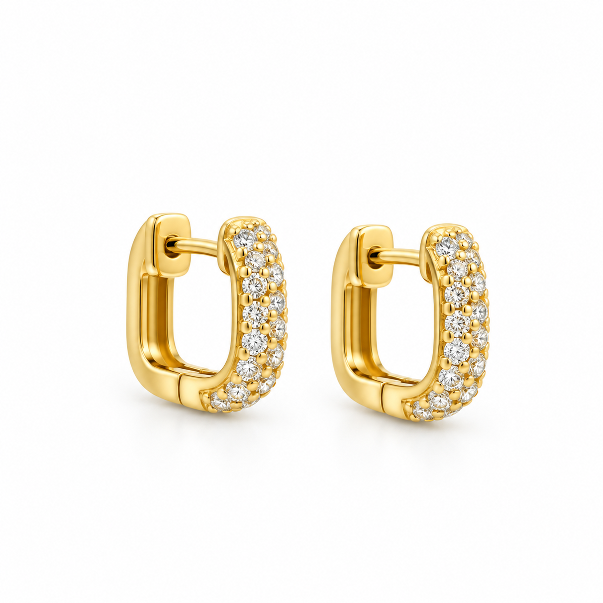 Pavé Diamond Gold Huggie Earrings
