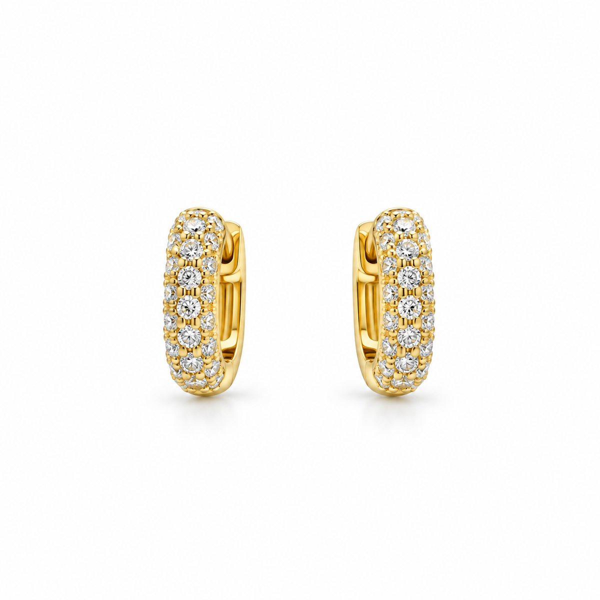 Pavé Diamond Gold Huggie Earrings