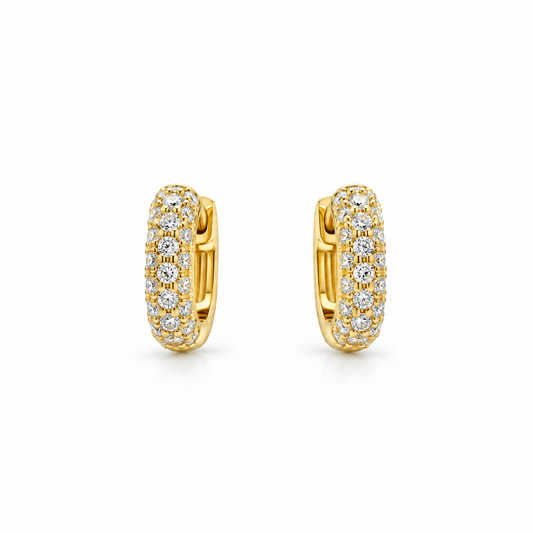 Pavé Diamond Gold Huggie Earrings