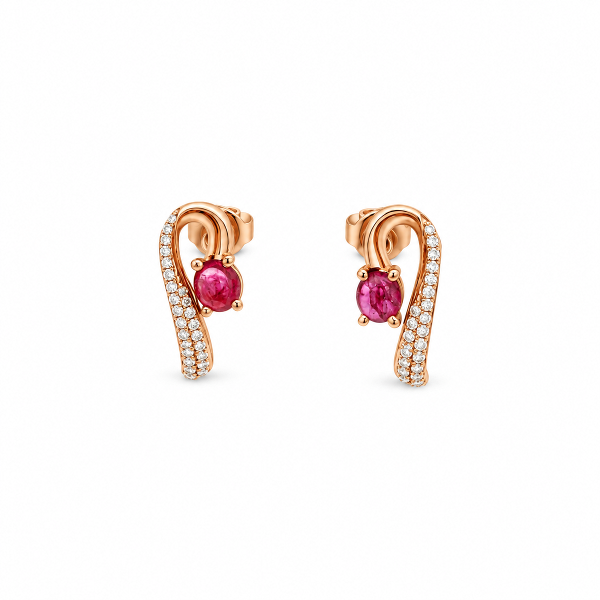 Ruby Base Clef Diamond Earrings