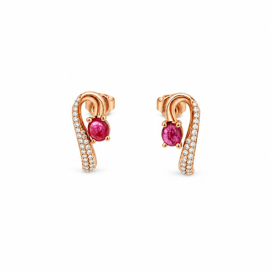 Ruby Base Clef Diamond Earrings