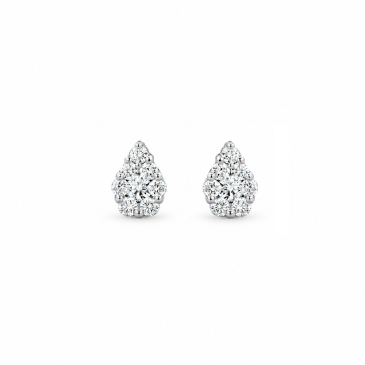 Pear Cluster Diamond Stud Earrings