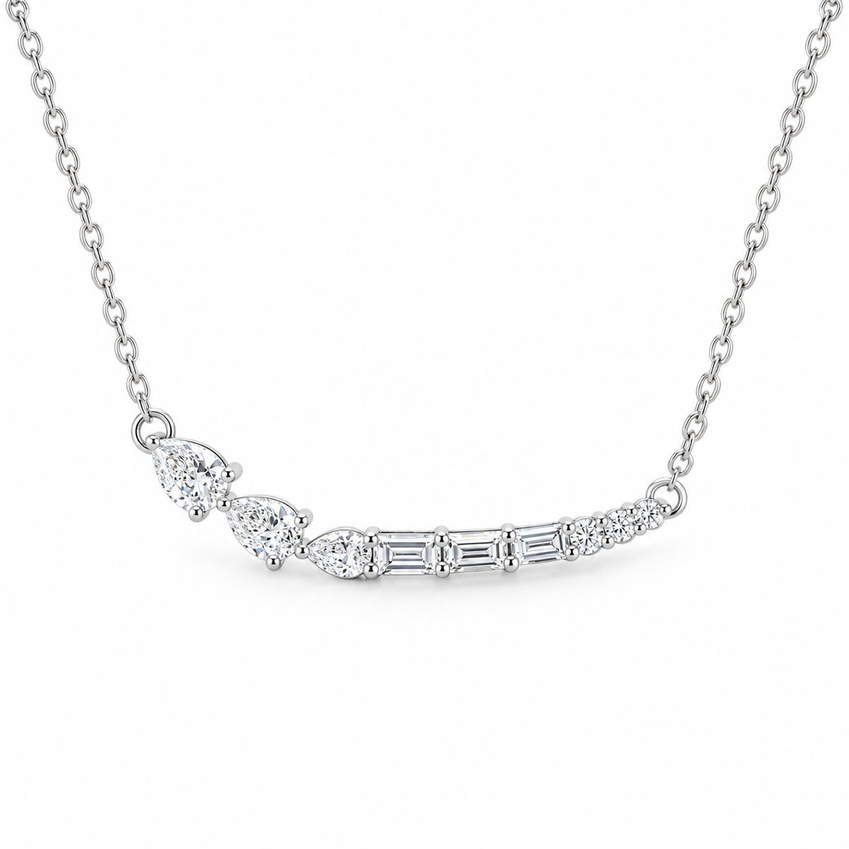 Mixed Cut Diamond Curve Necklace