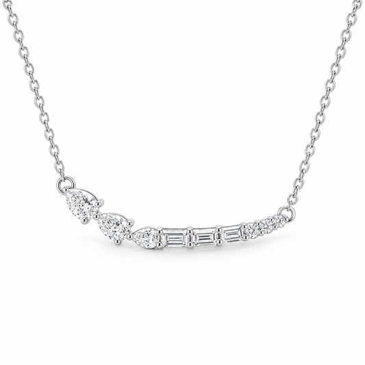 Mixed Cut Diamond Curve Necklace