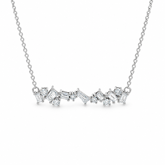 Diamond Cluster Bar Necklace