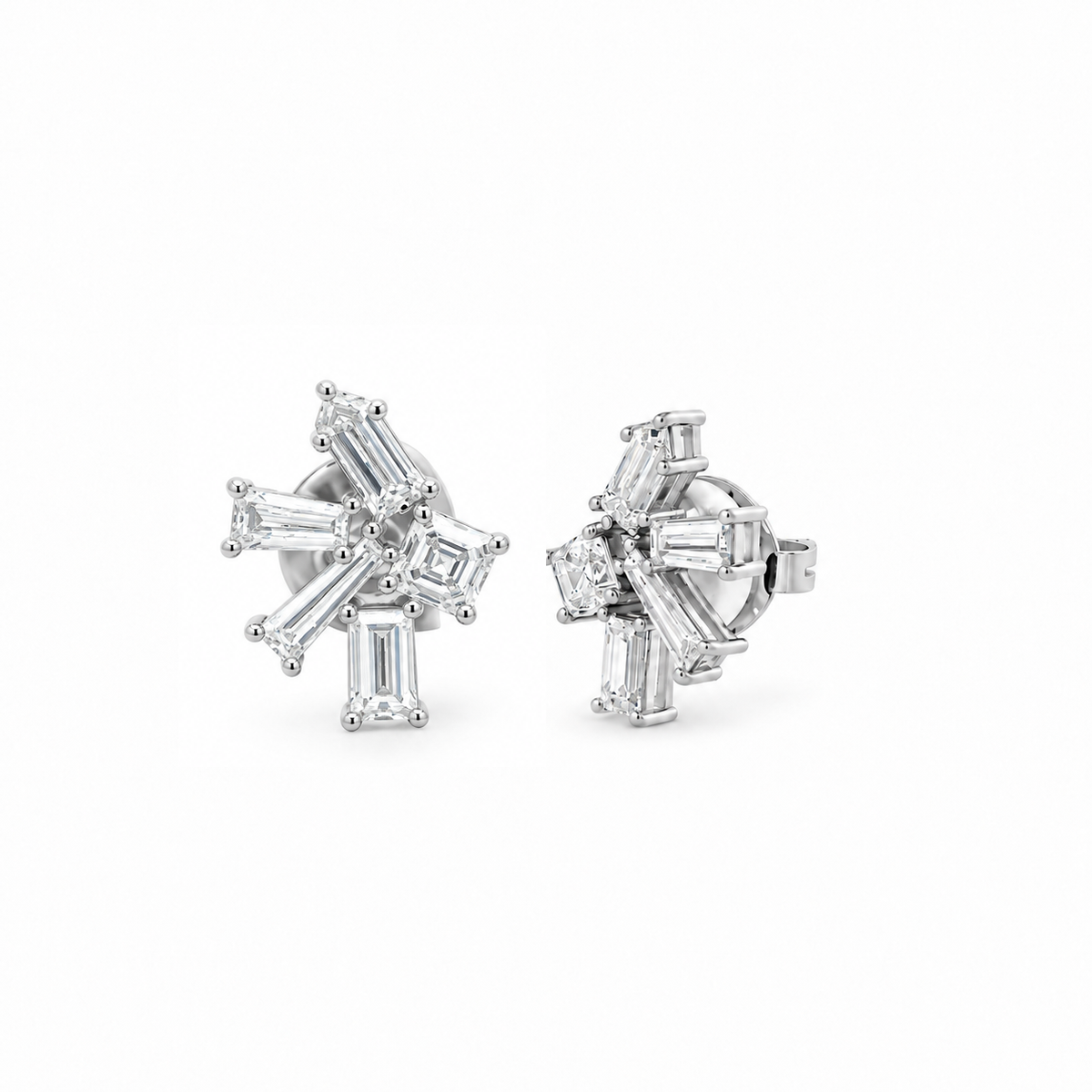 Baguette Burst Diamond Stud Earrings