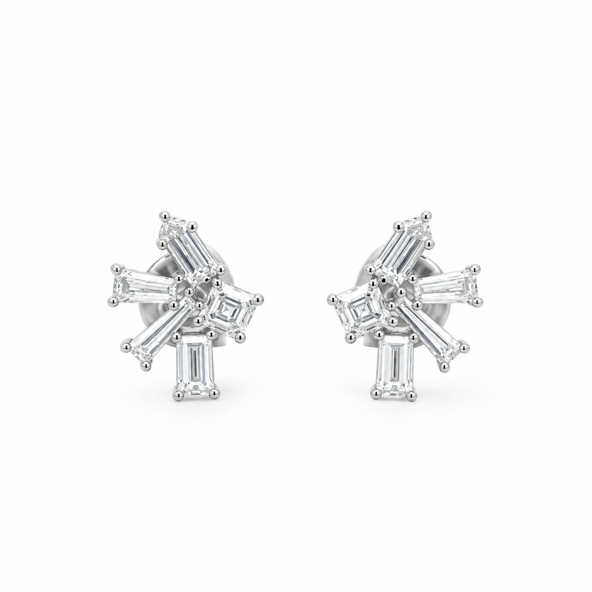 Baguette Burst Diamond Stud Earrings