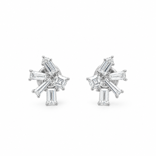 Baguette Burst Diamond Stud Earrings