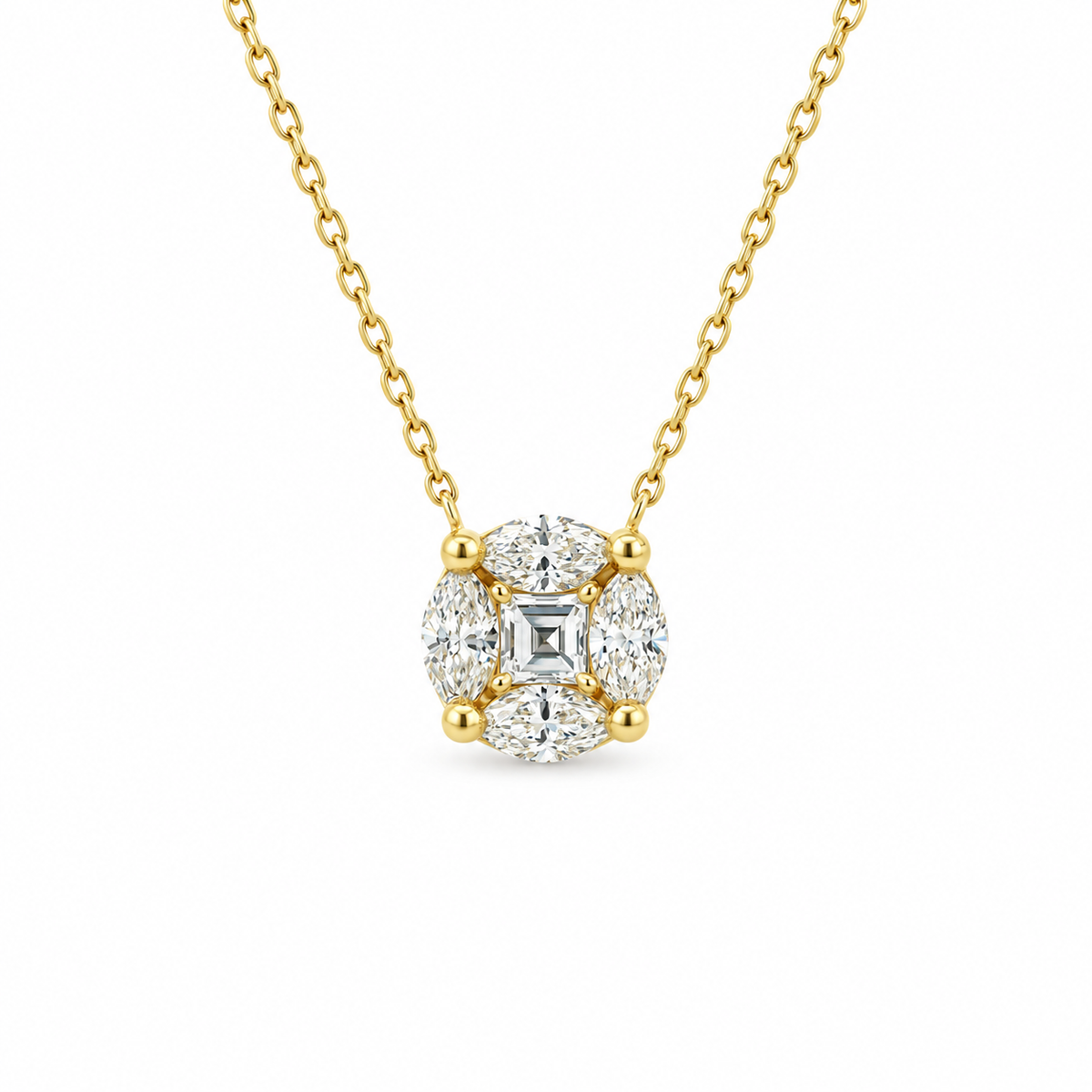 Diamond Quatrefoil Cluster Necklace