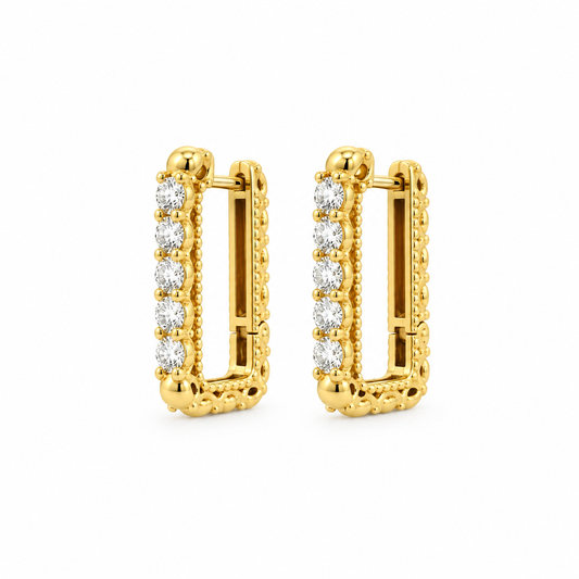 Rectangular Diamond Hoop Earrings