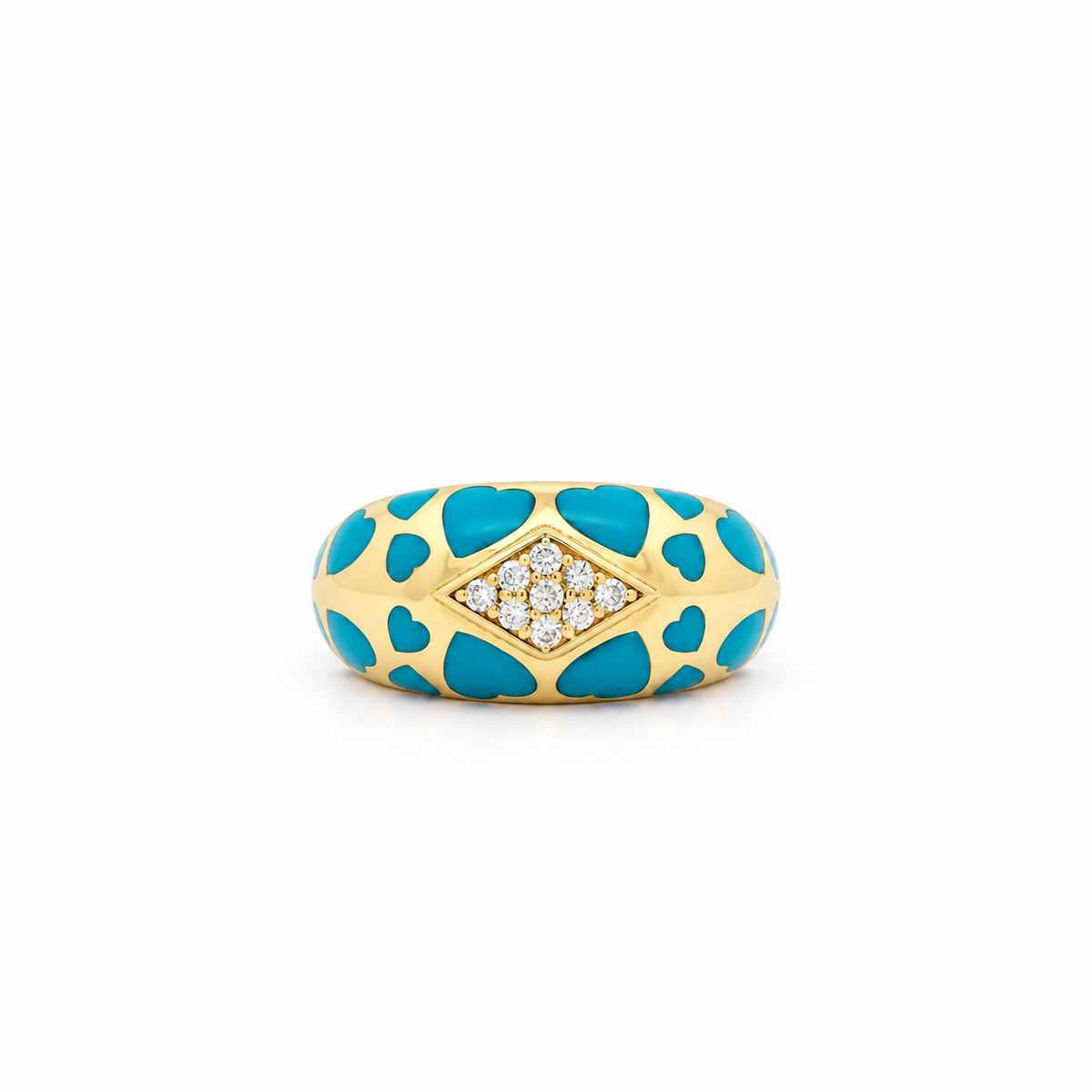 Enamel Hearts Diamond Ring