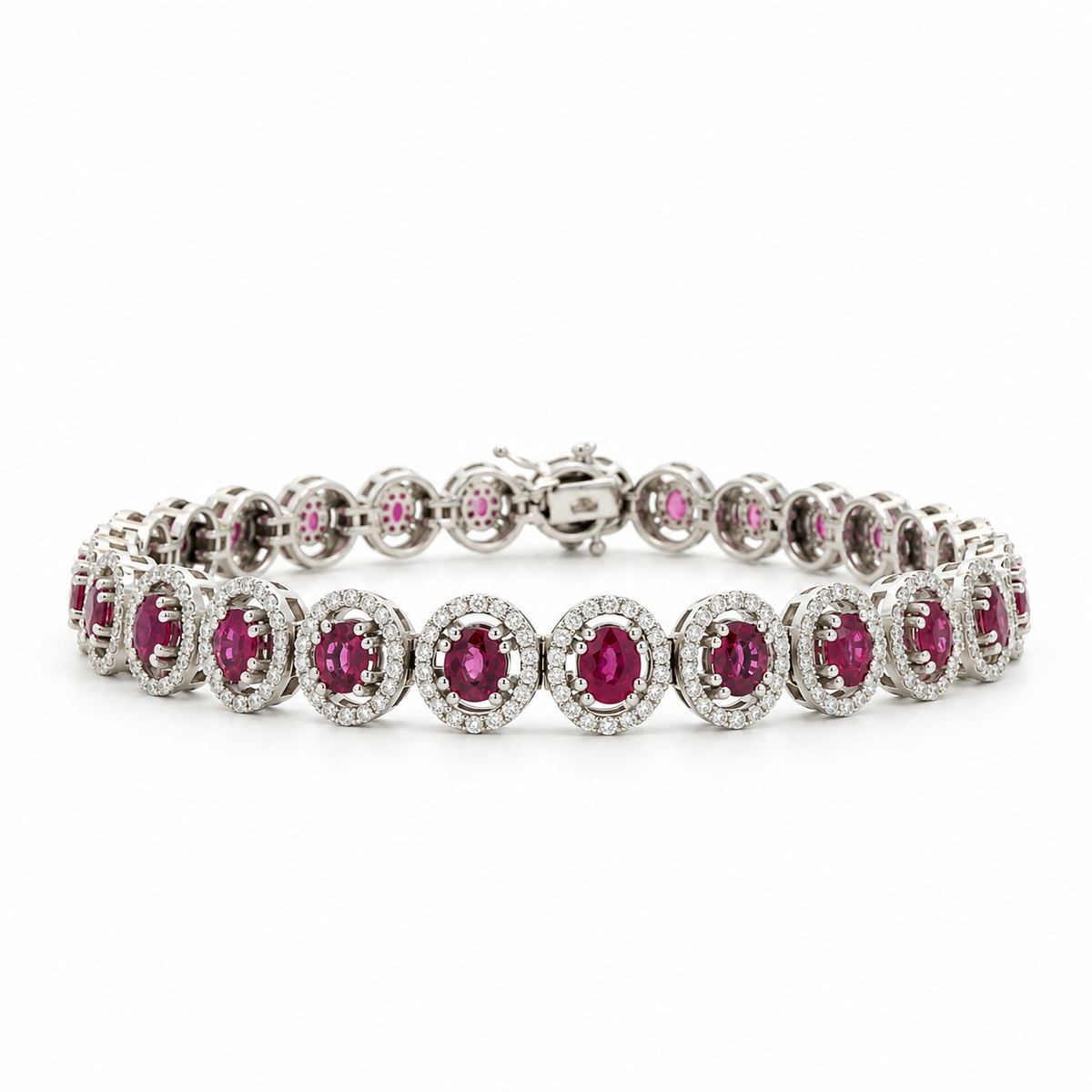 Ruby Halo Diamond Tennis Bracelet