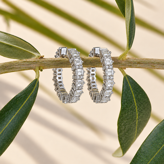Baguette Diamond Hoop Earrings