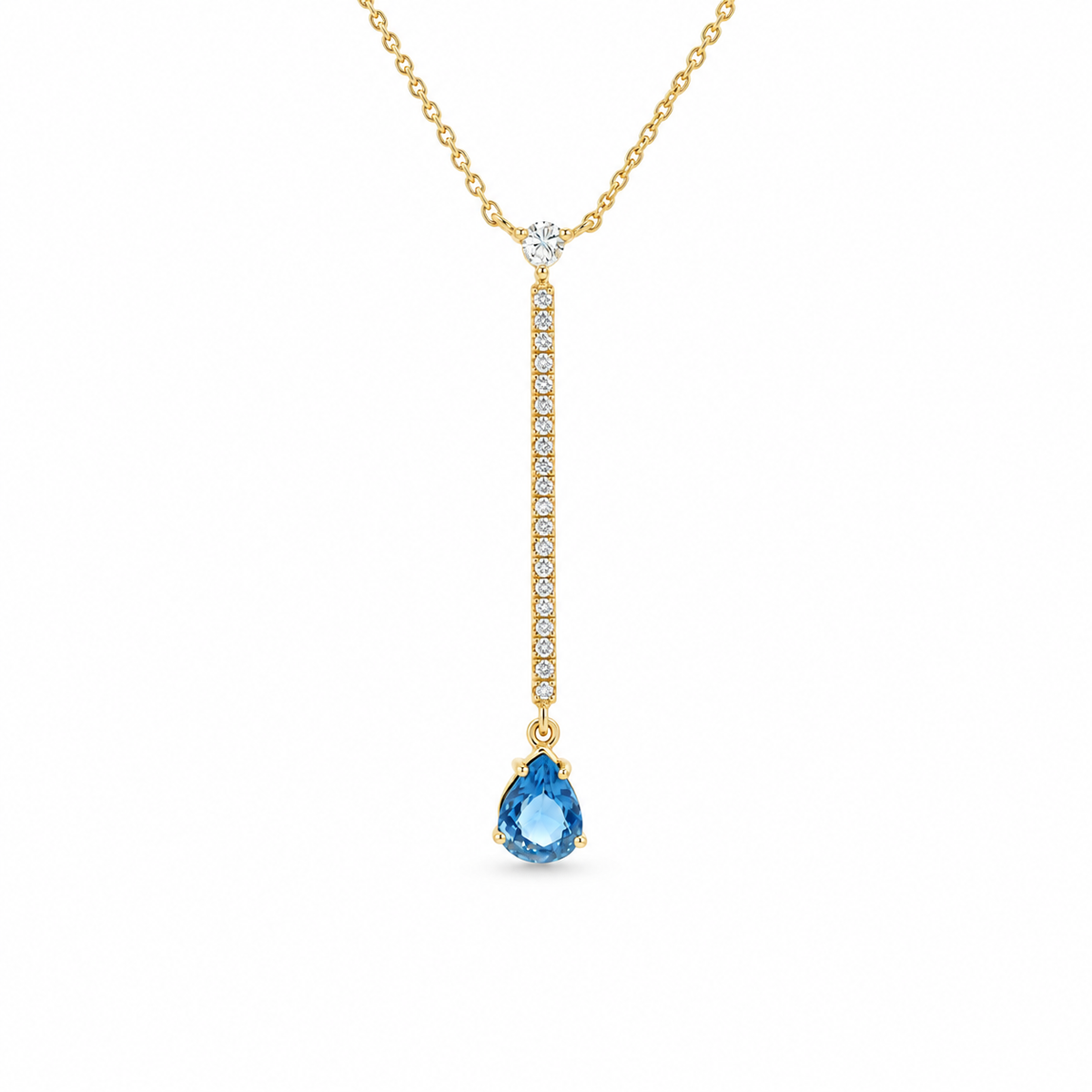 Lariat Sapphire Teardrop Diamonds Necklace