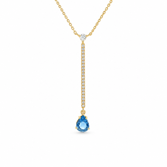 Lariat Sapphire Teardrop Diamonds Necklace