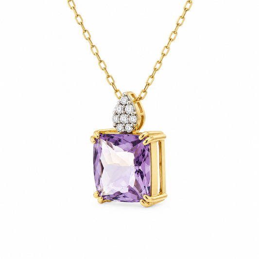 Crowned Amethyst and Diamond Necklace
