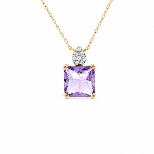Crowned Amethyst and Diamond Necklace