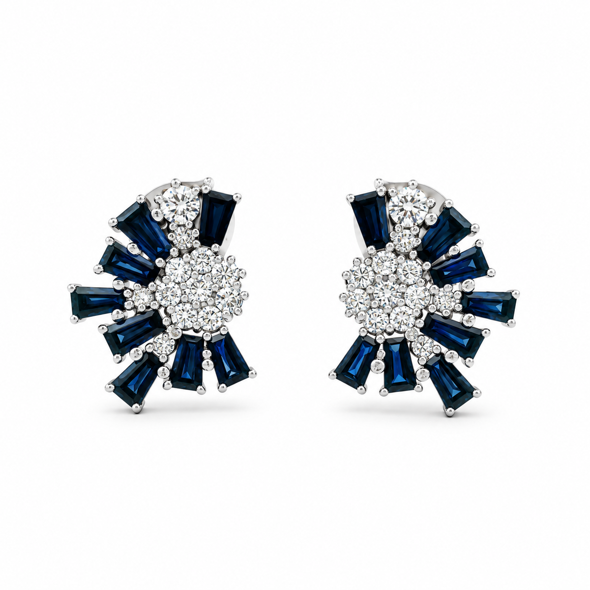 Sapphire and Diamond Fan Earrings