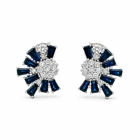 Sapphire and Diamond Fan Earrings