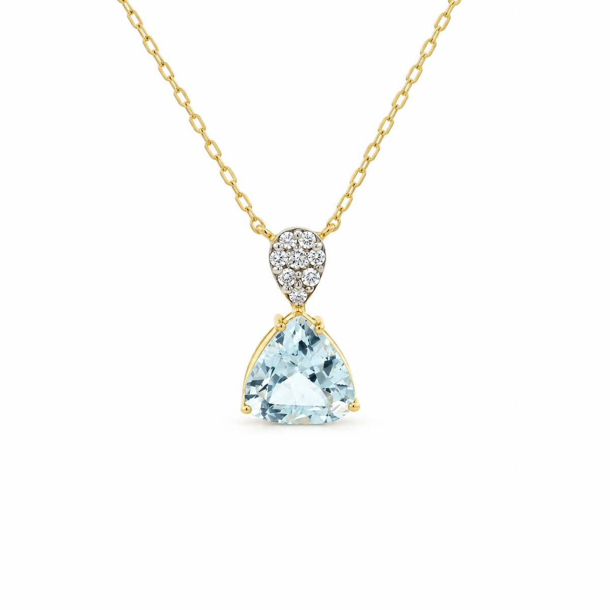 Trilliant Blue Topaz Diamond Necklace