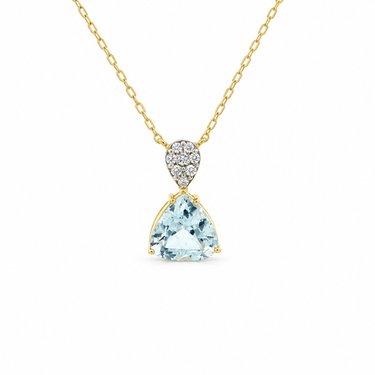 Trilliant Blue Topaz Diamond Necklace