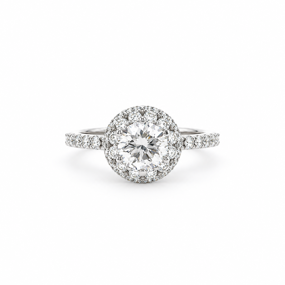 Signature Double Halo Diamond Ring in white gold