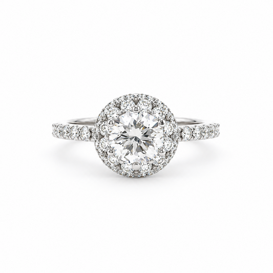 Signature Double Halo Diamond Ring in white gold