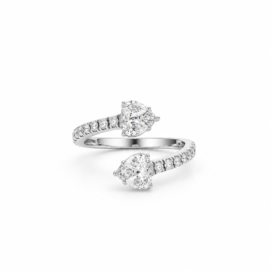 Hearts Open Wrap Diamond Ring