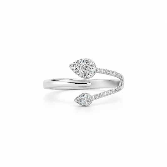 Open Pavé Pear Diamond Ring