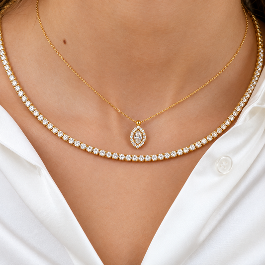 Marquise Halo Diamond Necklace