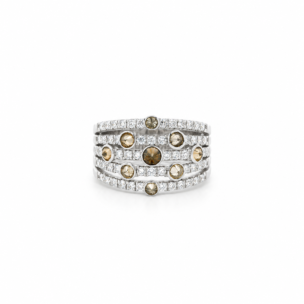 Inverted Diamond Multi-row Ring